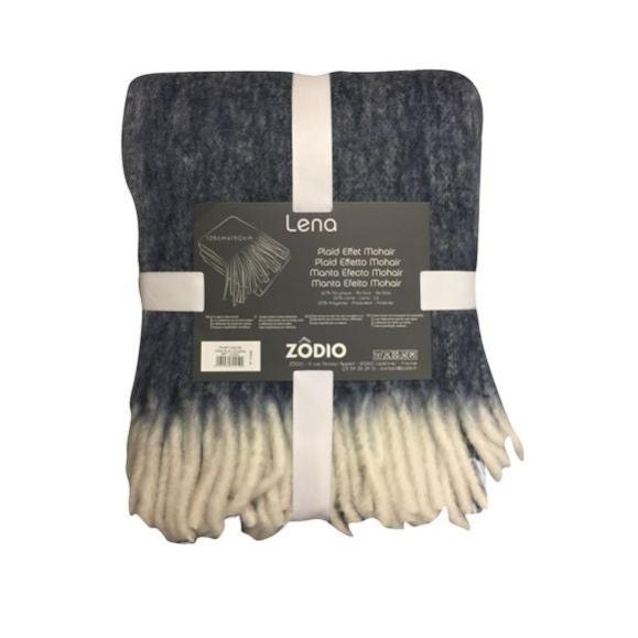 Plaid effet mohair à franges bleu cendré Lena 125x150cm | Leroy Merlin