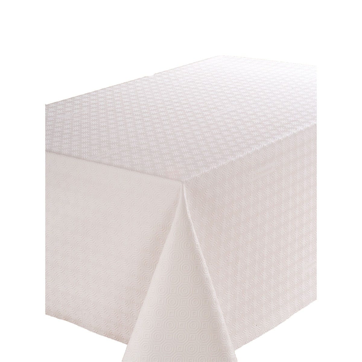 Tissu Protège table Bulgomme hexagone sur fond Blanc cassé - Par 10 cm