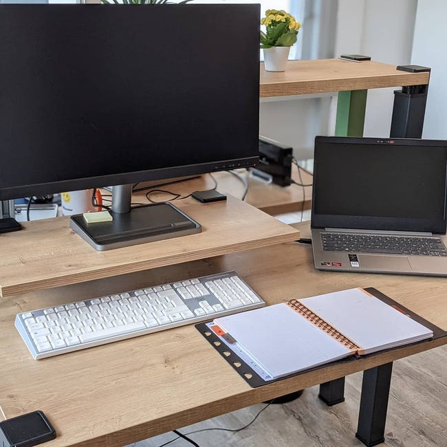 Pied support rehausseur d'écran UZY Desk, acier epoxy noir
