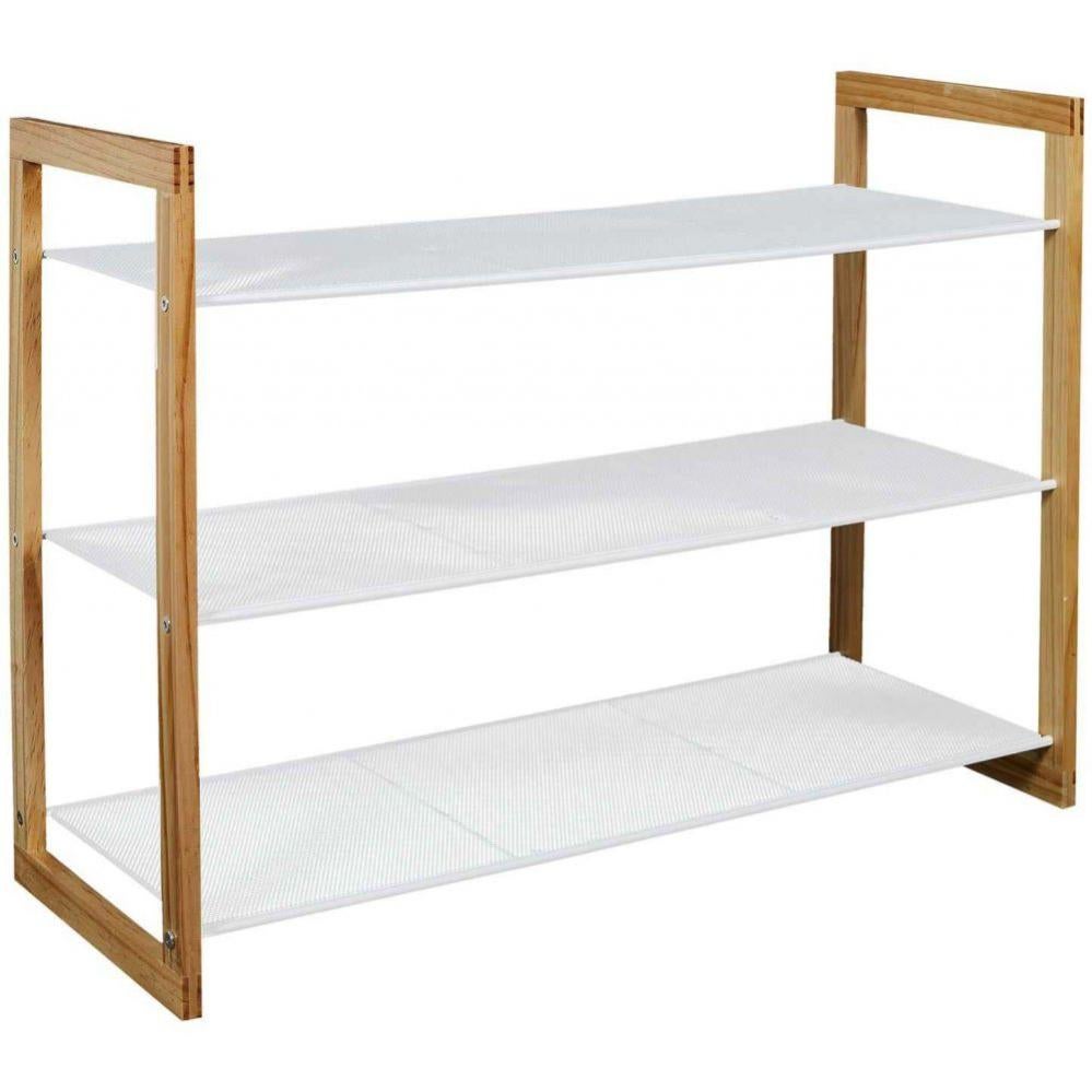 Scarpiera a 3 ripiani in legno marrone con seduta imbottita, ideale per ingresso, camera da letto, soggiorno, dimensioni 60 cm