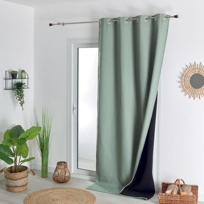 Rideau double face polaire et thermique - Sauge - 140 x 260 cm - Polyester | Leroy Merlin rideau polaire thermique