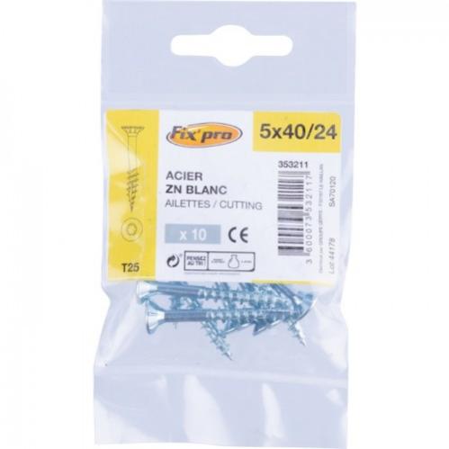 Lot De 10 Vis à Aggloméré Fixpro – 5 X 80 Mm – Tête Fraisée PZ – Anti-fendage