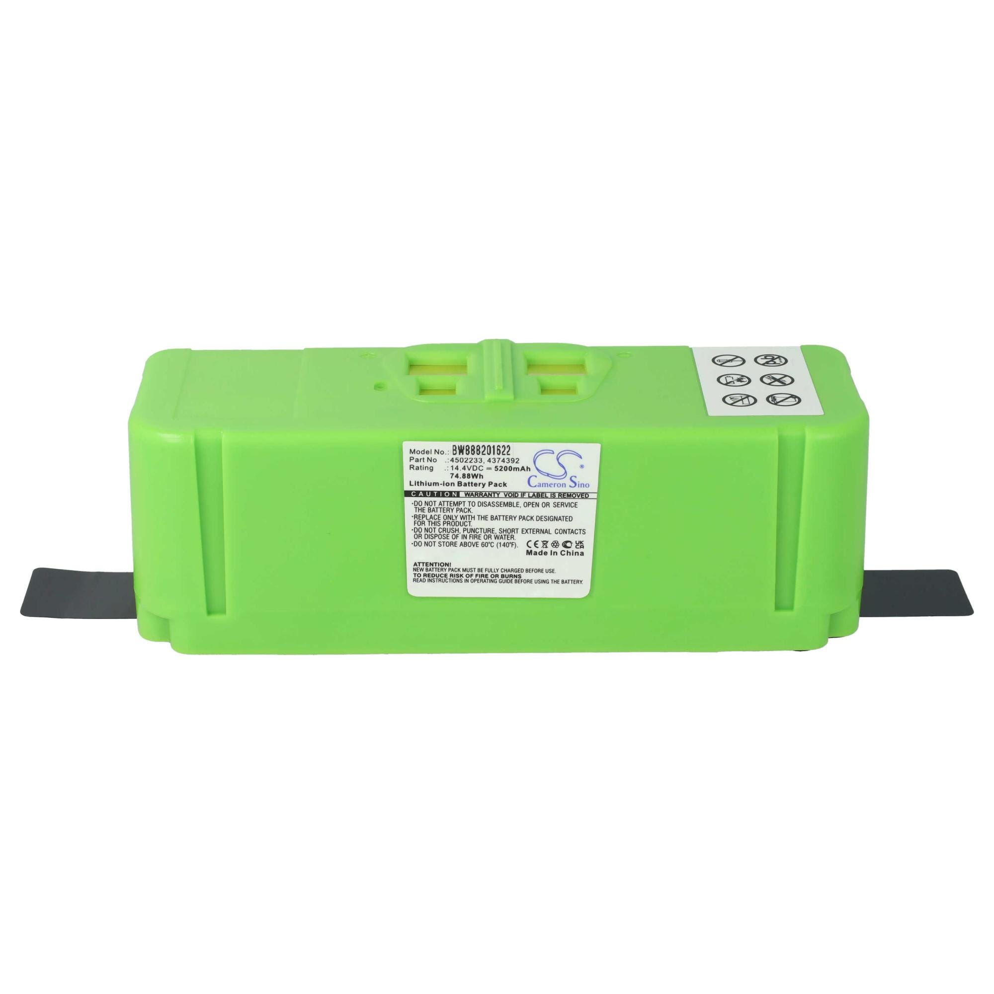 vhbw batteria compatibile con iRobot Roomba 614, 615, 640, 652, 665, 670,  671, 675 aspirapolvere home cleaner (5200mAh, 14,4V, Li-Ion)