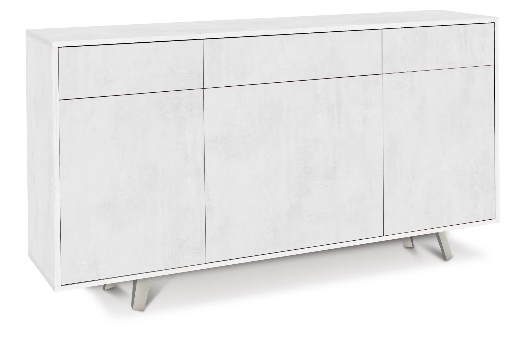 Mobile Pattumiera Elide Con 3 Secchi Estraibili, Colore Bianco, Dimensioni 40x25x102 Cm - Per Raccolta Differenziata