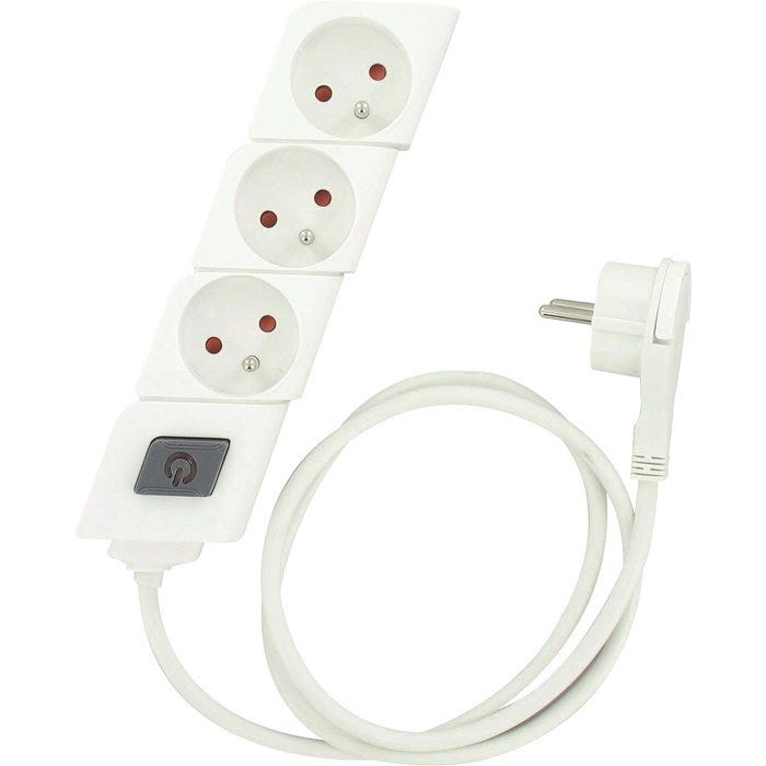 5m Bloc Multiprises Avec USB 3 Compartiment 3er Rallonge Connecteur Plat  Blanc