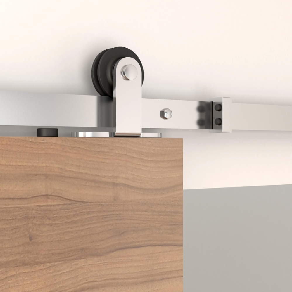 Système De Rail Suspendu De Porte Coulissante De Couleur Acier Ombragée 2m Fixation Supérieure