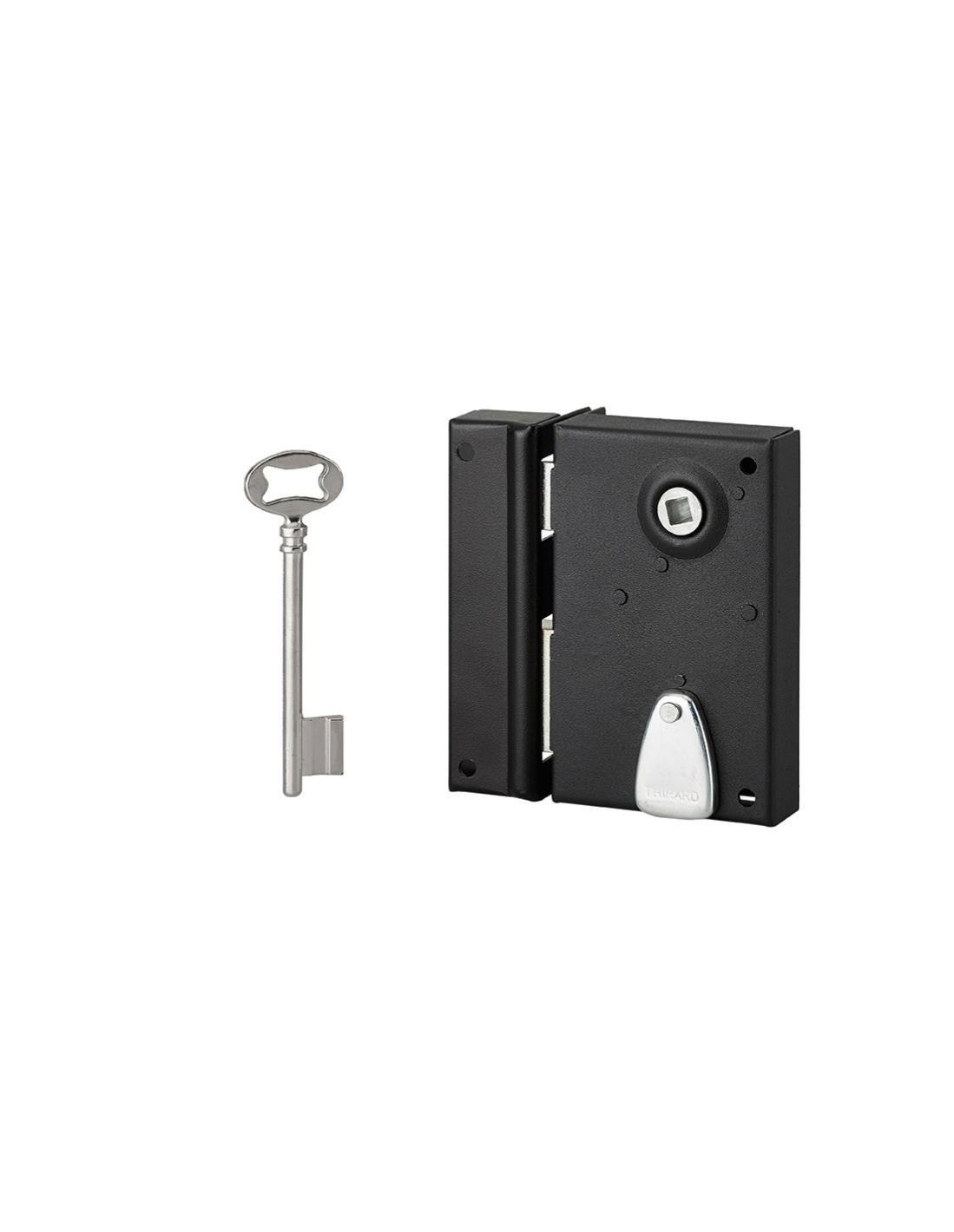 THIRARD Serratura Verticale A Chiave Per Porta Interna – Finitura Nera, Quadro 7 Mm, Asse 40 Mm, 110x70 Mm, 1 Chiave Inclusa