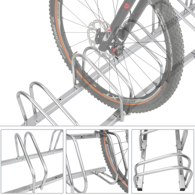 Râtelier 6 vélos Système range-vélo support pour bicyclette en acier  Fixation sol ou mur