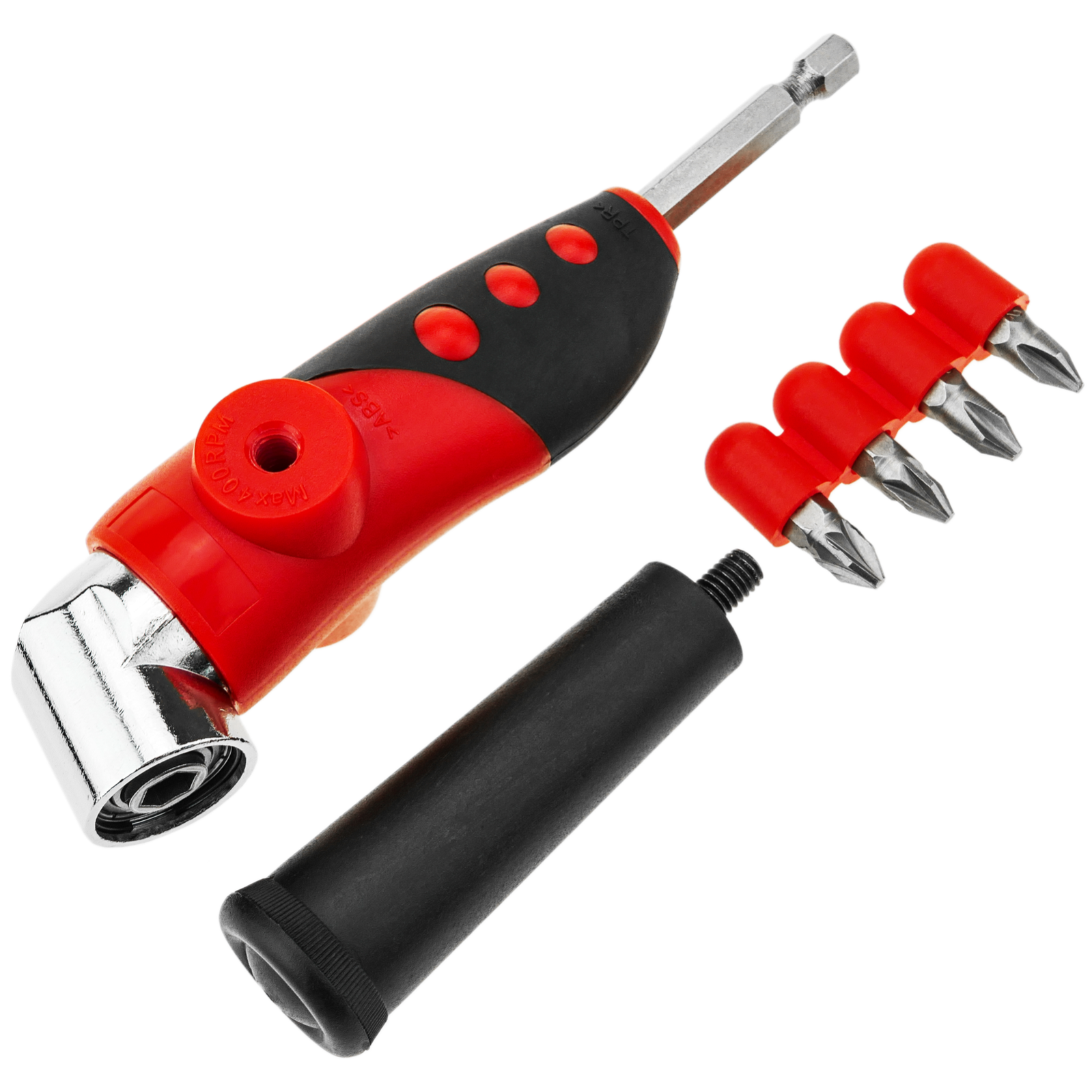 manual diseño angular. Adaptador hexagonal 1/4 6.35 mm para portabrocas en ángulo recto y 4 puntas | Leroy