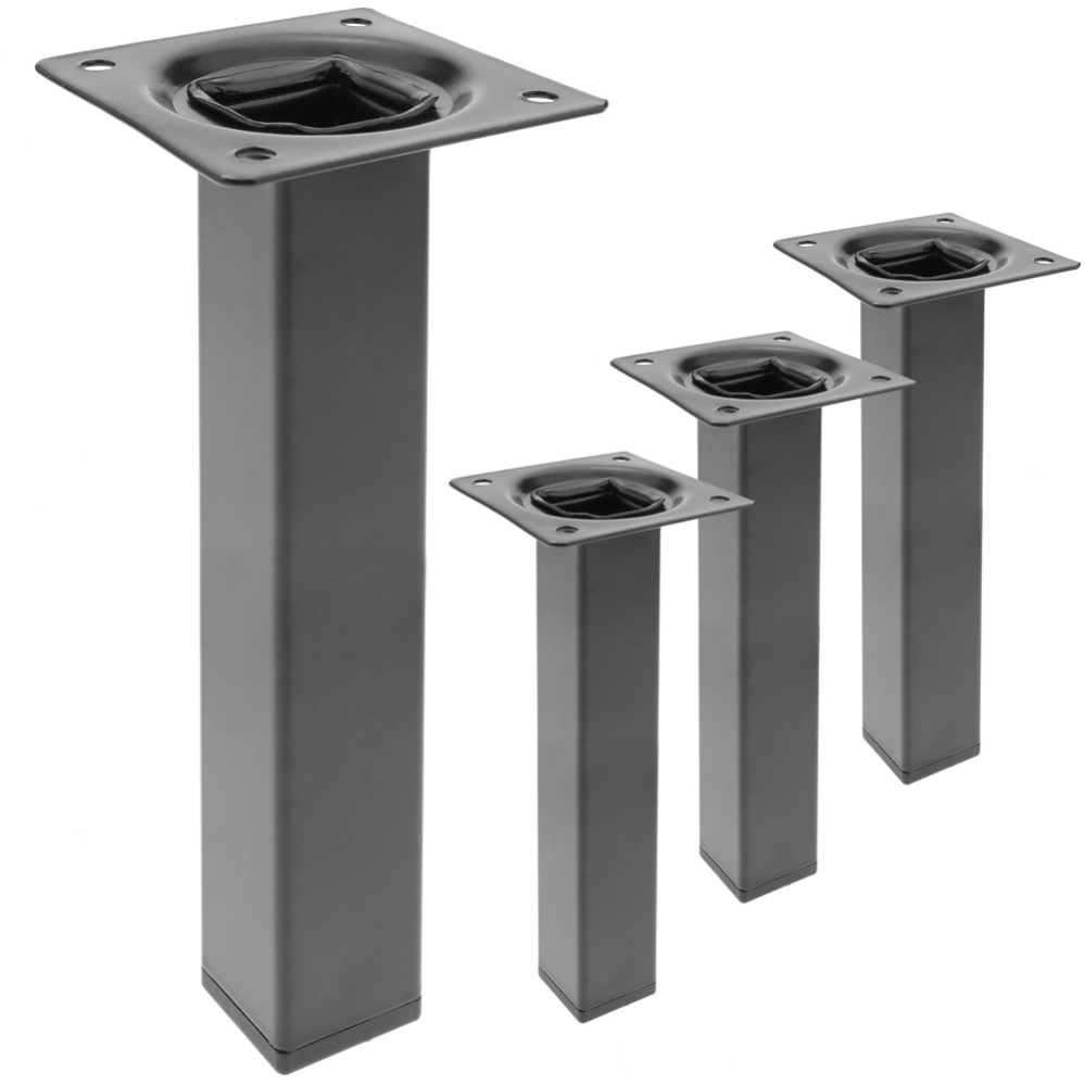 Pieds De Table Carré Pour Meubles Et Bureau En Acier Noir 25cm 4pack