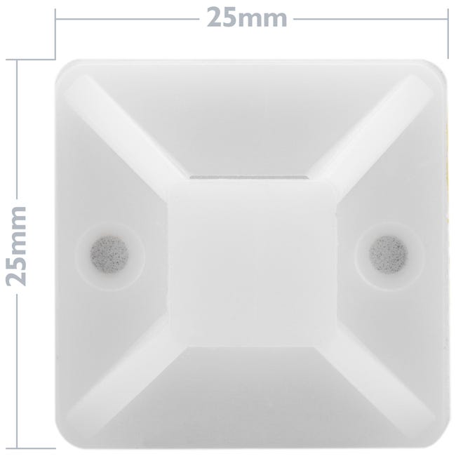 100 basi adesive per fascette - colore: bianco 18 x 18 mm 100 basi adesive per fascette - colore: bianco 18 x 18 mm