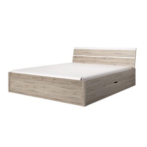 Cadre de lit simple Mitogo pour sommier 90x200cm avec 3 casiers de  rangement Chêne clair