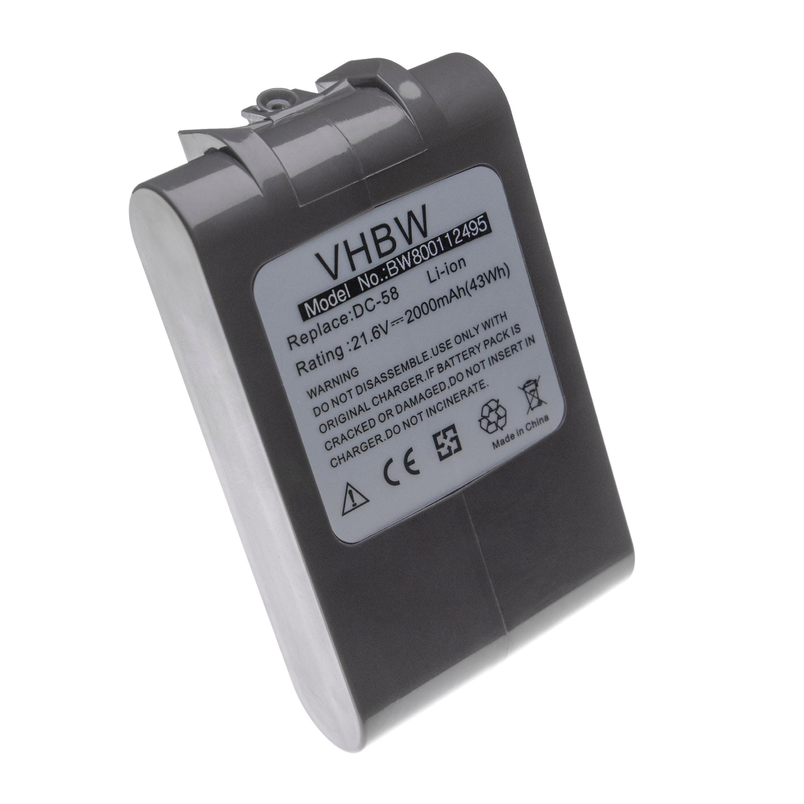 Vhbw batterie compatible avec Dyson V6 Flexi, V6 Fluffy, V6 Toral Clean, V6  Up Top robot électroménager (2000mAh, 21,6V, Li-ion)