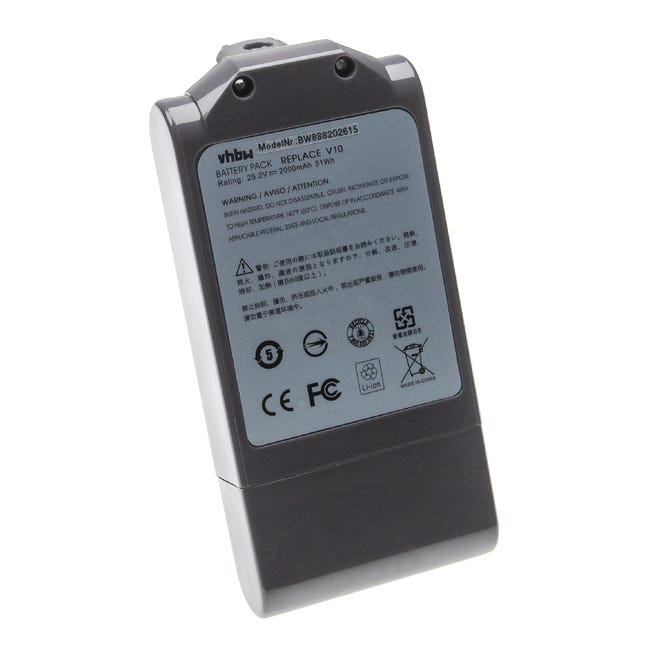 Vhbw Batterie compatible avec Dyson Cyclone V10, V10, V10 Absolute, V10  Animal aspirateur, robot électroménager (2000mAh, 25,2V, Li-ion)