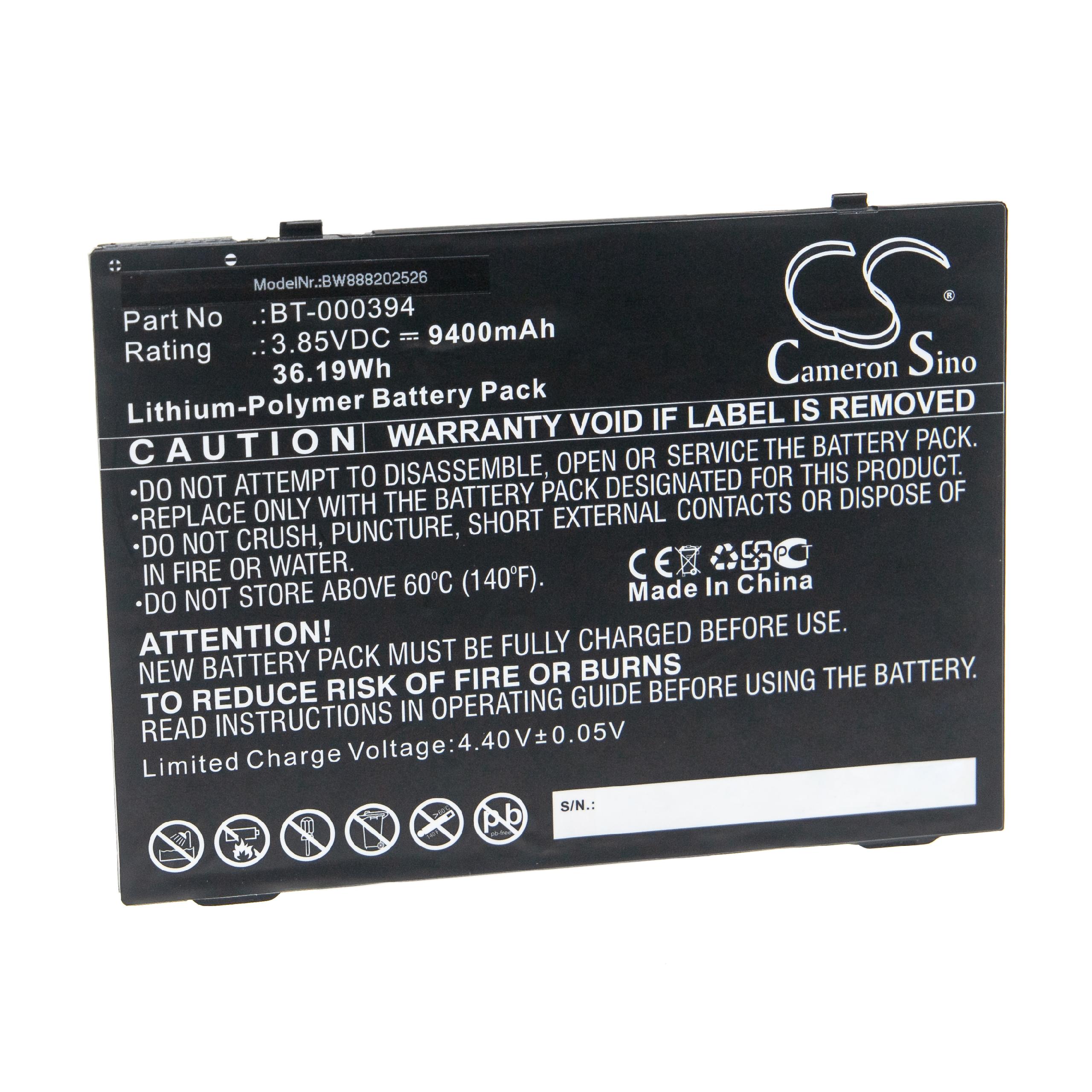 Vhbw Batterie Compatible Avec Zebra Et51 Et56 Tablette Pad 9400mah 385v Li Polymère 2287