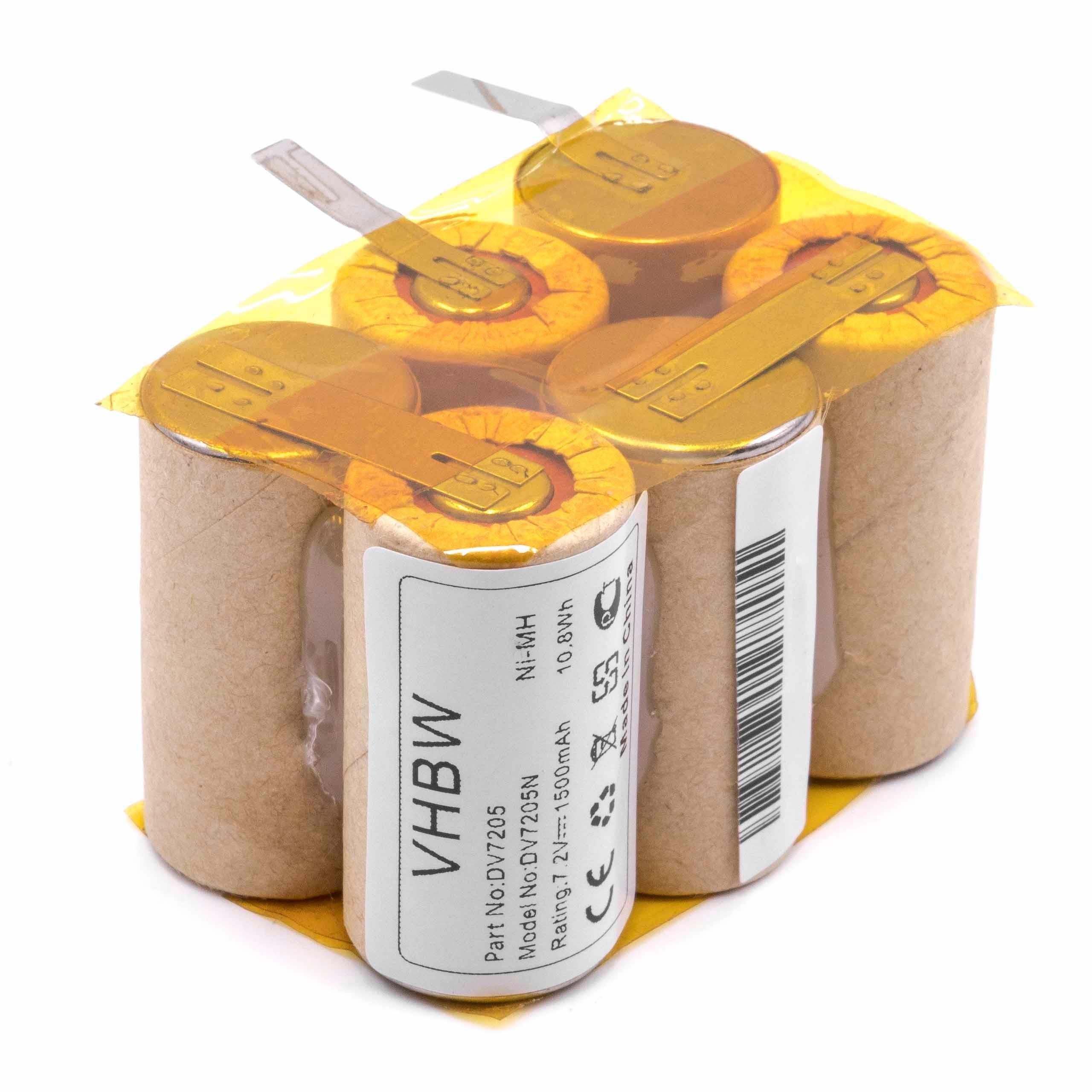 vhbw NiMH Batteria 1500mAh DV7205N per aspirapolvere Home Cleaner Black & Decker DV7205 7.2V 