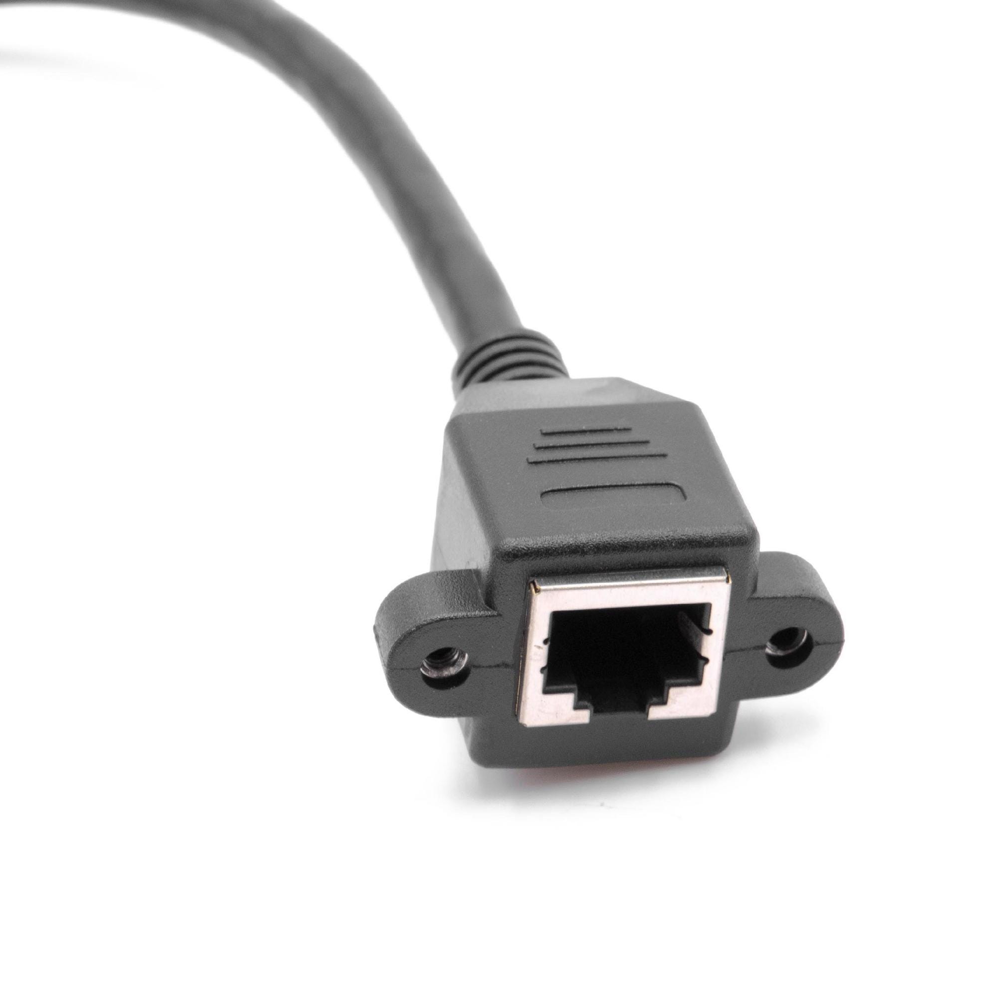 Vhbw Câble d'extension LAN Ethernet Cat6 Rallonge RJ45 mâle vers femelle RJ  45 30cm avec trous de vis de montage sur panneau; noir