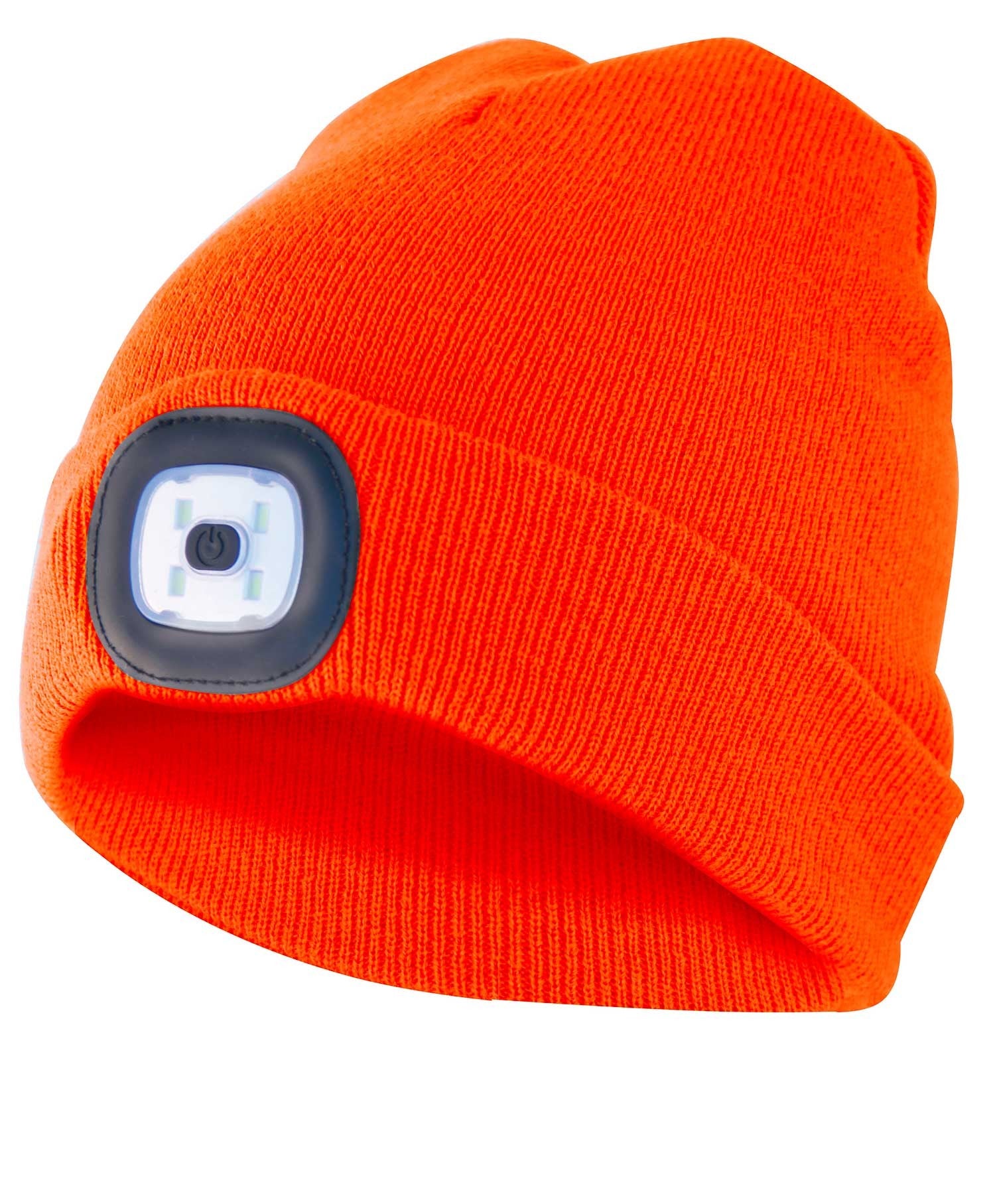 LIGHTHOUSE: Bonnet avec lampe frontale LED rechargeable. Orange