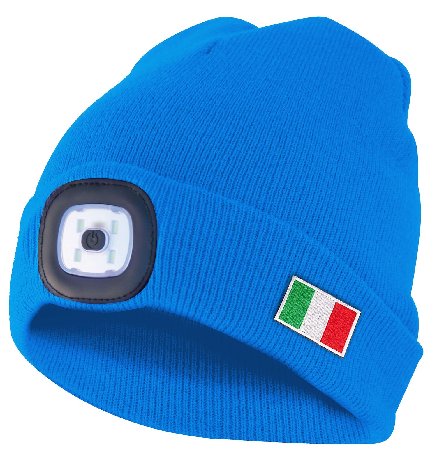 LIGHTHOUSE: cappellino con luce frontale LED ricaricabile. Azzurro Italia