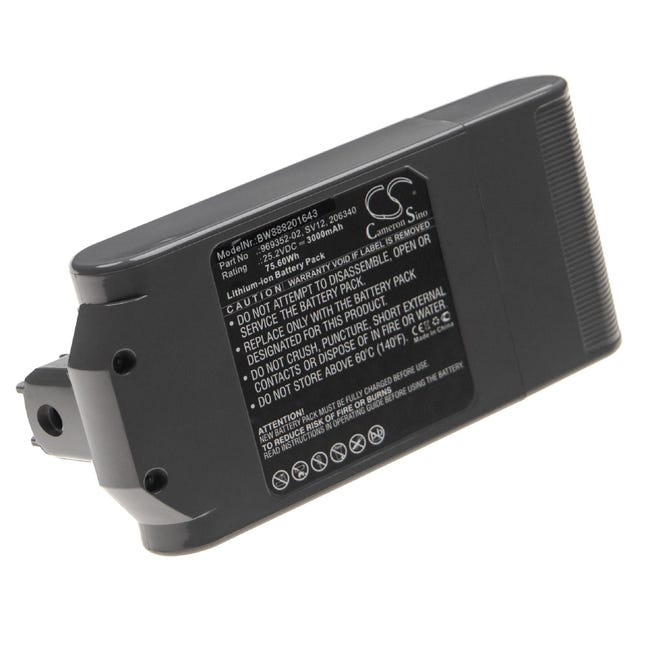 vhbw Batterie compatible avec Dyson V10 Total Clean aspirateur gris  (2500mAh, 25,2V, Li-ion)