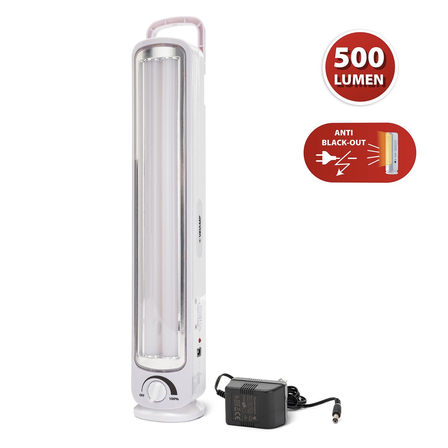 Lampe Qui S allume En Cas De Coupure De Courant TWIX: Lampe portative rechargeable anti-coupures d'électricité, 2 tubes LED 500lm 43cm | Leroy Merlin