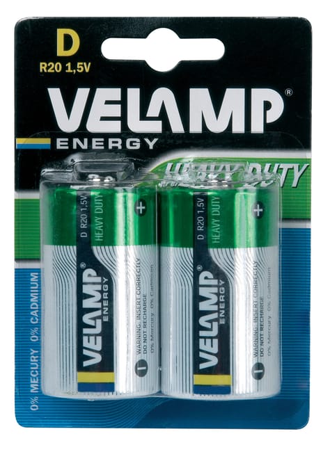 Pila zinco carbone, torcia, R20 D, 1,5V. Blister di 2 pile | Leroy Merlin