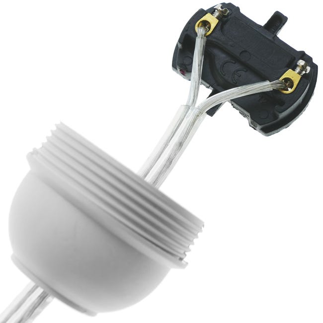 Câble d'alimentation avec interrupteur connecteur bipolaire bornes à 2m  transparent