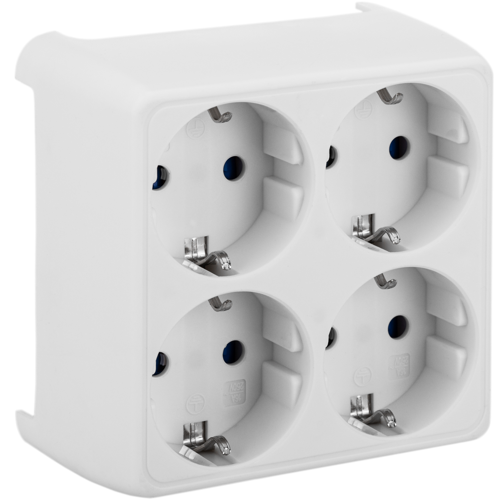 Multiplicador adaptador de clavija enchufe schuko doble blanco redondeado