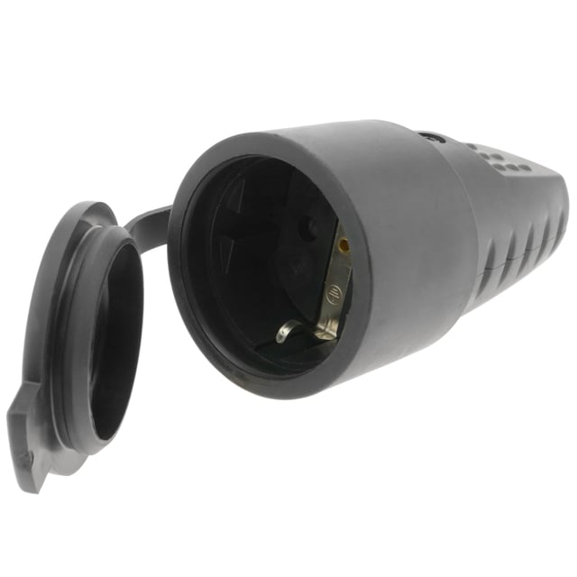 Spina schuko ditirro femmina IP44 nero