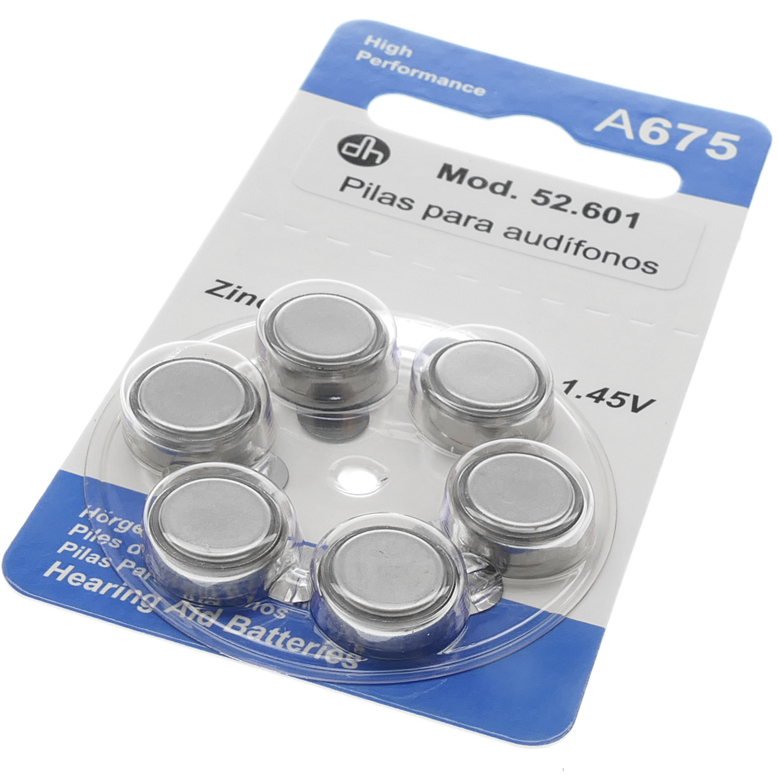 Piles pour appareils auditifs de A675 package Zinc Air de 6 unités ...