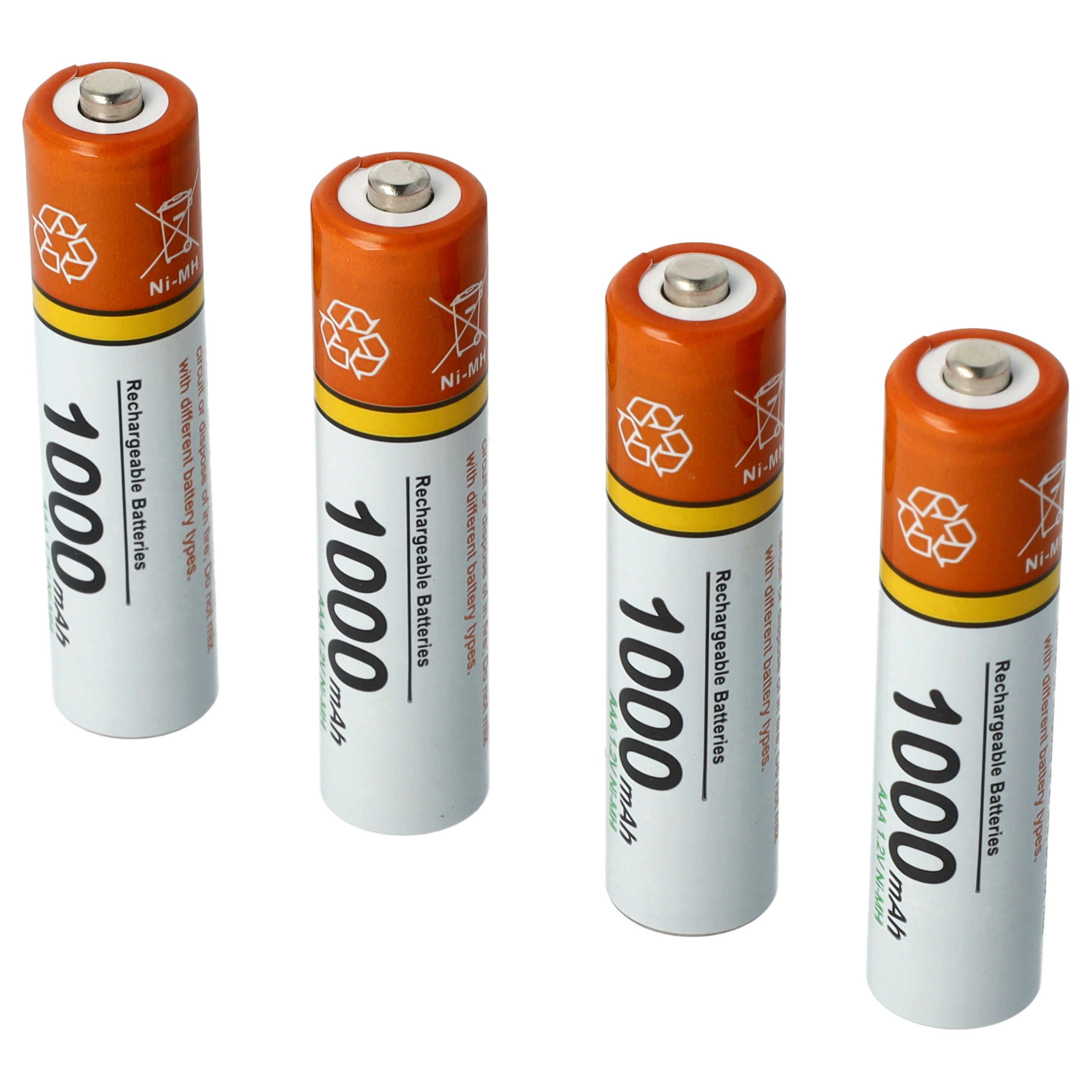 Vhbw Lot de 4 piles rechargeables AAA, Micro, 1000mAh compatible