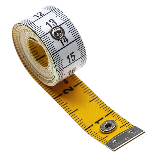 Vhbw Ruban de mesure avec bouton pression - Mètre ruban de couturière, 150  cm, 4 couleurs, échelle cm + pouces, flexible