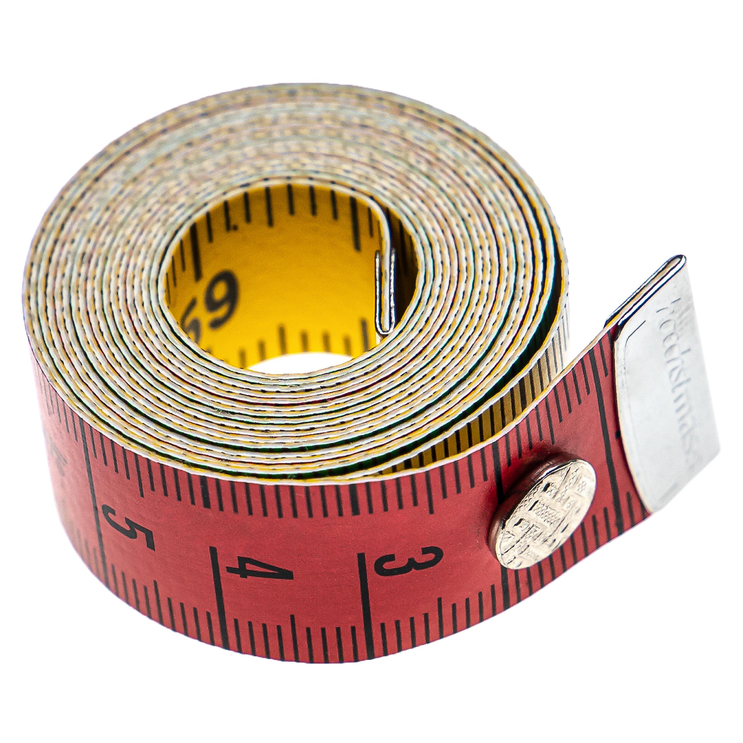 Vhbw Ruban de mesure avec bouton pression - Mètre ruban de couturière, 150  cm, 4 couleurs, échelle cm + pouces, flexible