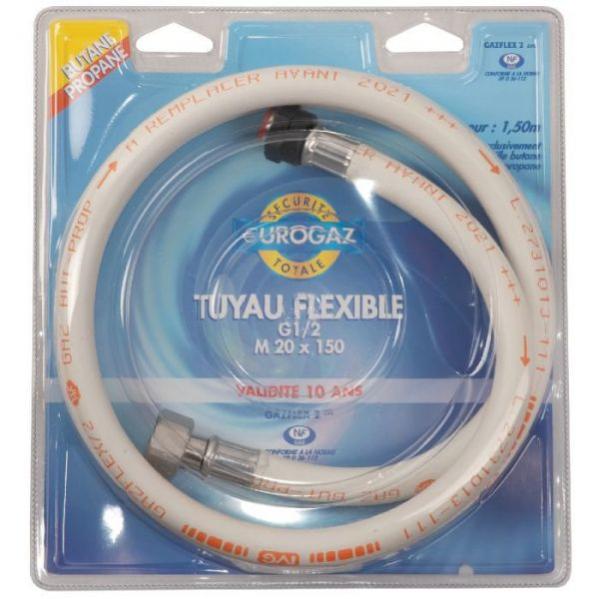 Caoutchouc Tuyau gaz butane et propane 1,5m Blanc EUROGAZ