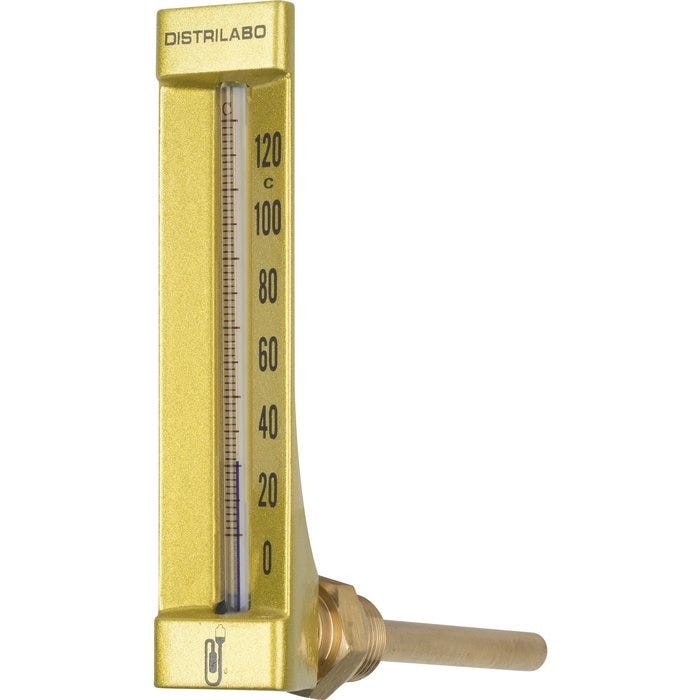Thermomètre coudé boîtier aluminium pour chauffage - 100 mm