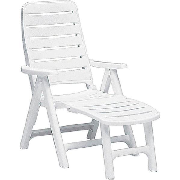 2 Poltrone Pieghevoli Da Giardino Con Poggiapiedi - Bianche, Regolabili, Made In Italy - Foto 3