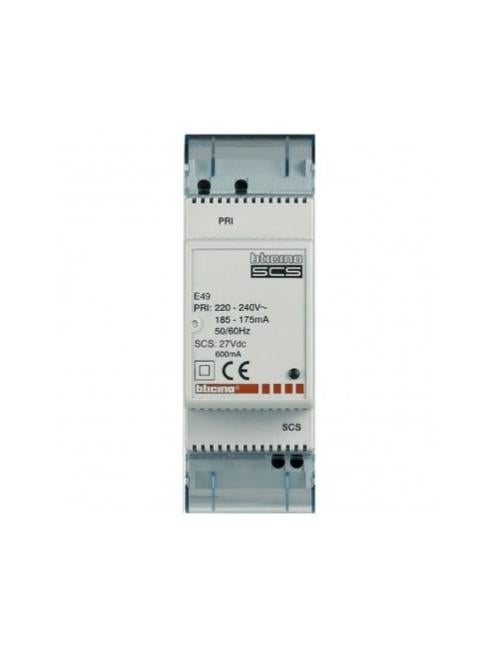 Alimentation Modulaire BTicino MyHome_Up E49 - 230V/27V 0.6A - 2 Modules DIN Pour Système Bus