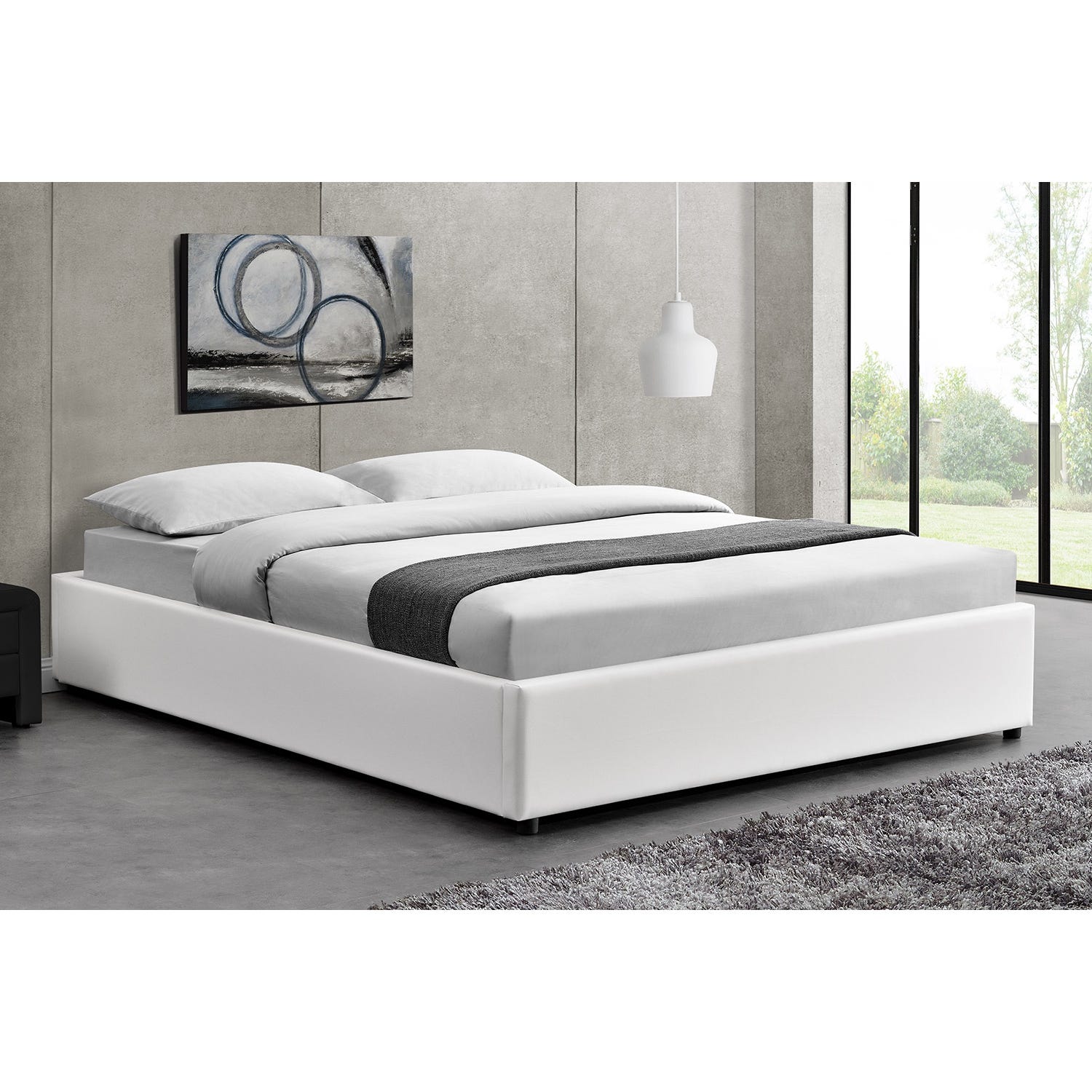 Lit escamotable BED CONCEPT 160x200 vertical avec rangements intégrés blanc
