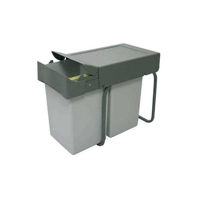 Relaxdays poubelle encastrable coulissante, 2 bacs, système de trie pour le  sous-évier, 2x 20 l, HLP 41x34x52 cm, gris