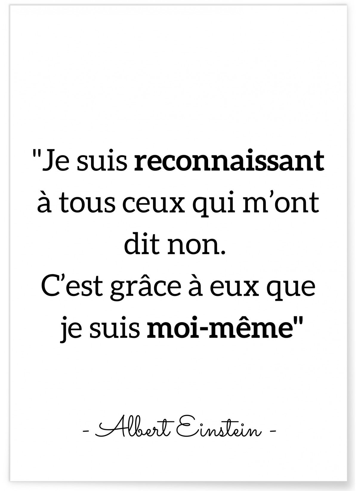 Poster Einstein 'Je Suis Reconnaissant à Tous...' - Format A3 - | Leroy ...