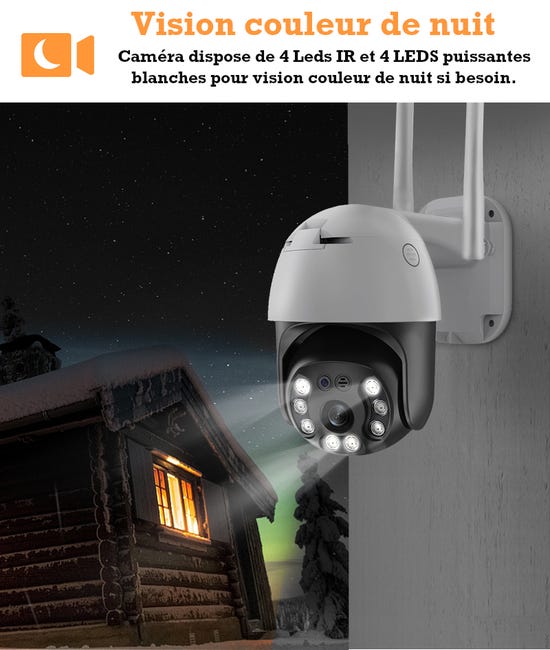 Caméra de surveillance dôme extérieur wifi longue portée