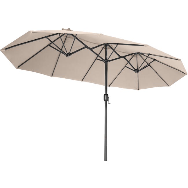Sombrilla Doble Parasol de Acero 270x460x250cm. Beige