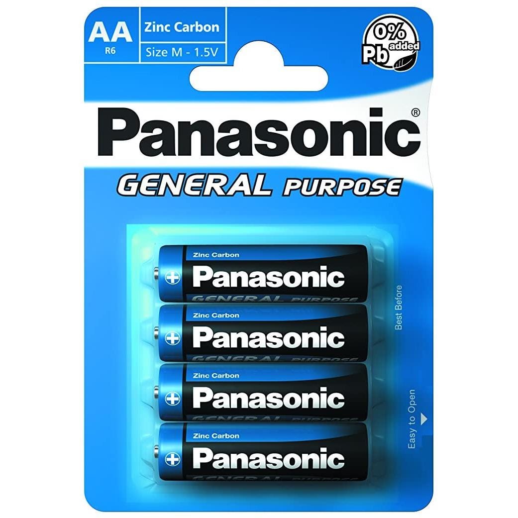 PANASONIC Pack de 4 piles General R6 Mignon AA - Bleu