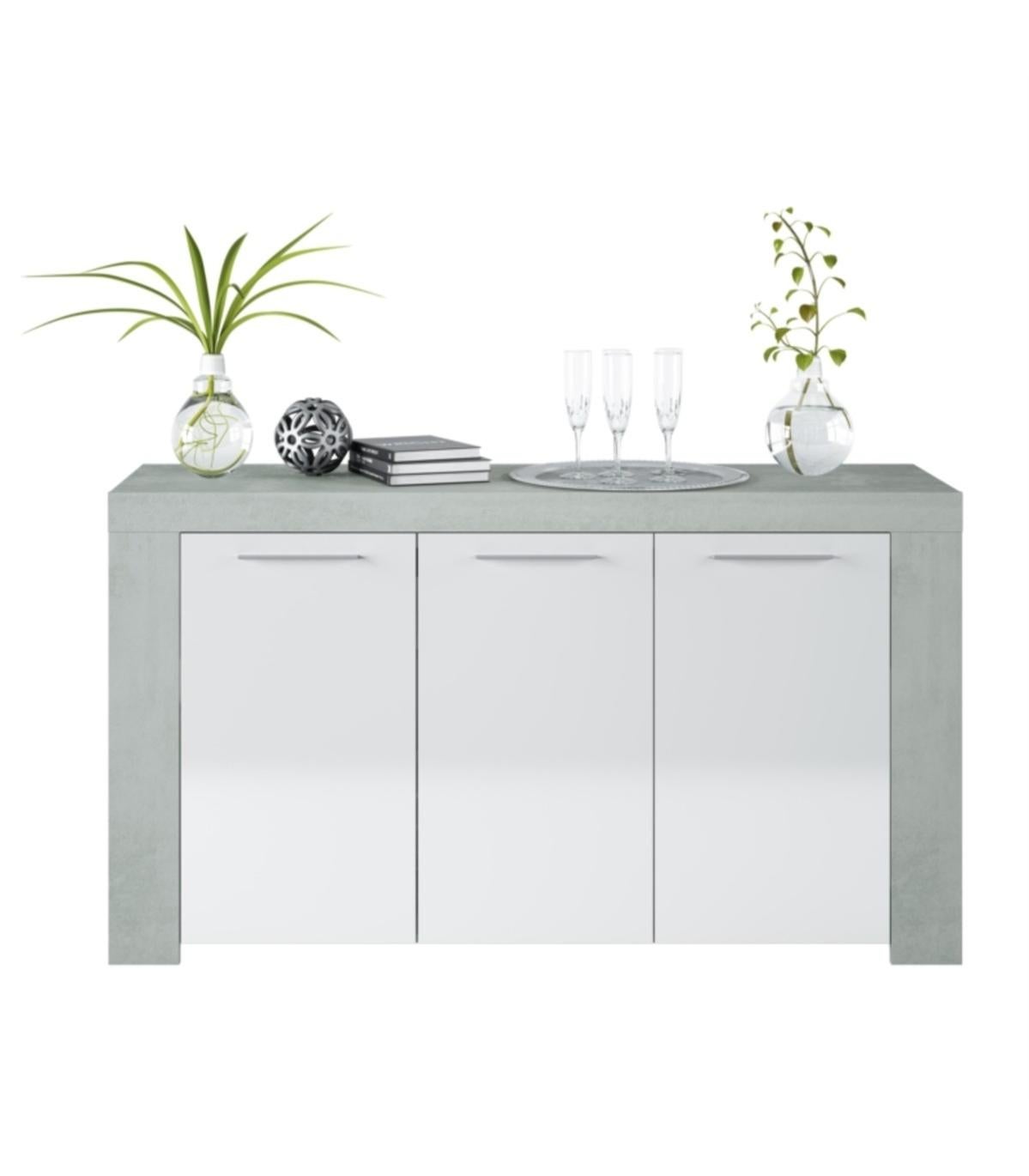 MOBILE BUFFET CREDENZA AMBIT 3 ANTE CM. 144X42X80H IN MELANINA BIANCO