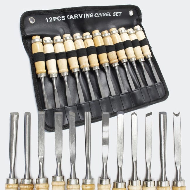 Kit Intaglio Legno 12 Pezzi - Scalpelli CRV Con Scatola Legno Per Cucchiai E Tazze - Foto 11