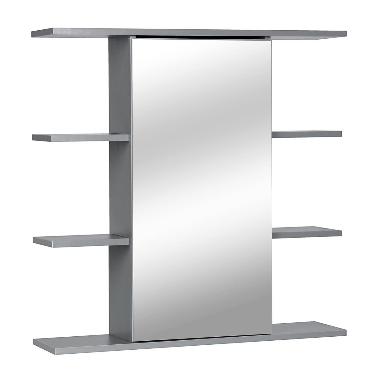 Armoire de Toilette Murale 1 Porte Miroirs l.60 cm Gris Leroy Merlin
