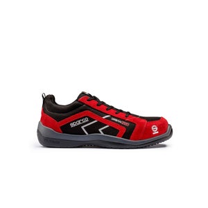 Sparco Practice S1P Scarpe antinfortunistiche in Mesh traspirante, nero  rosso TG.43