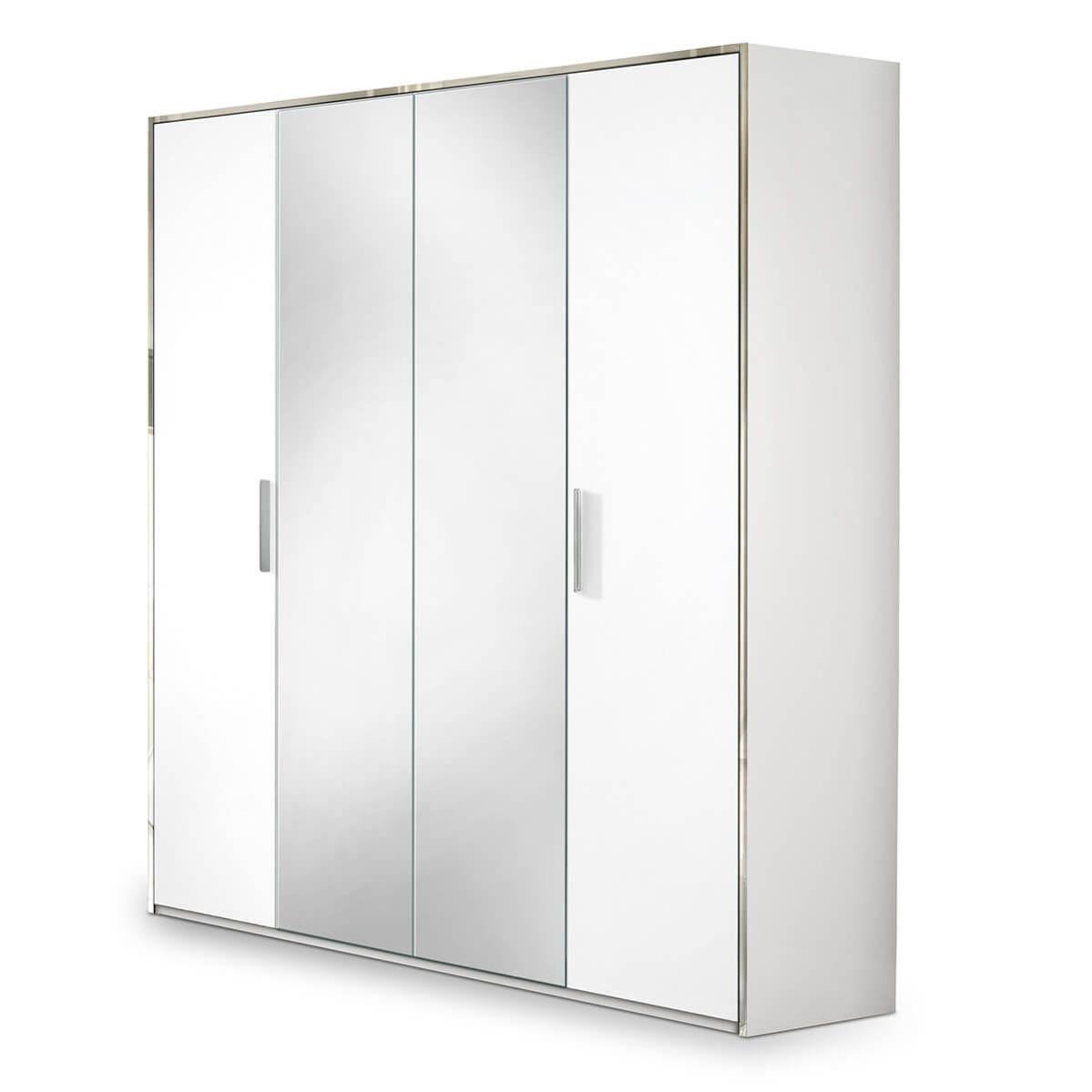 IZIA BLANCHE Armoire 4 Portes avec Penderie et Miroir Leroy Merlin