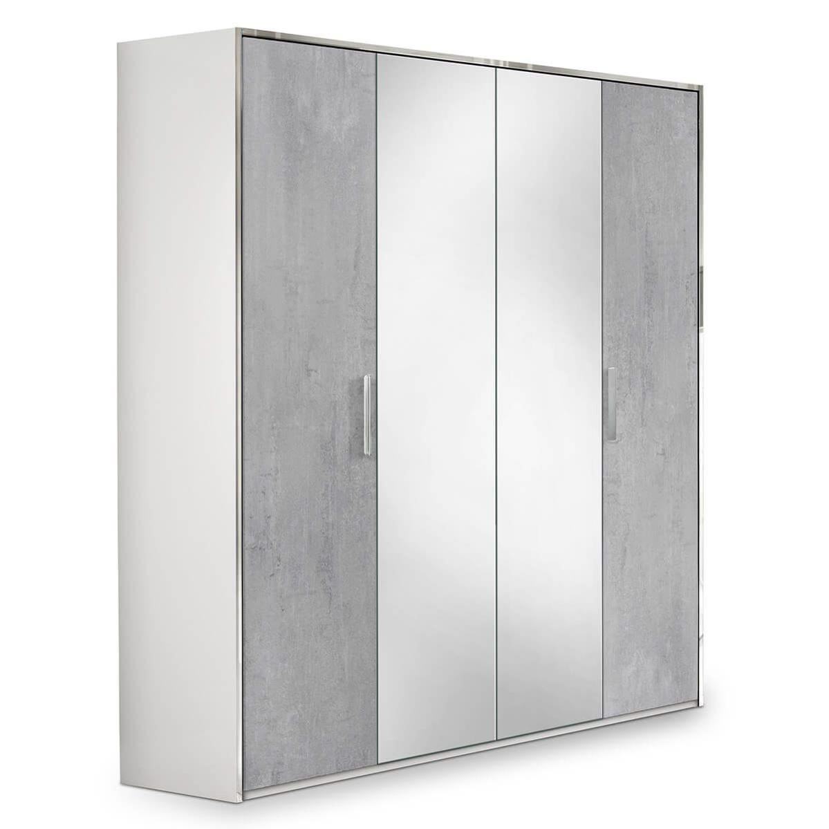 LANA Armoire 4 Portes avec Penderie et Miroir Leroy Merlin