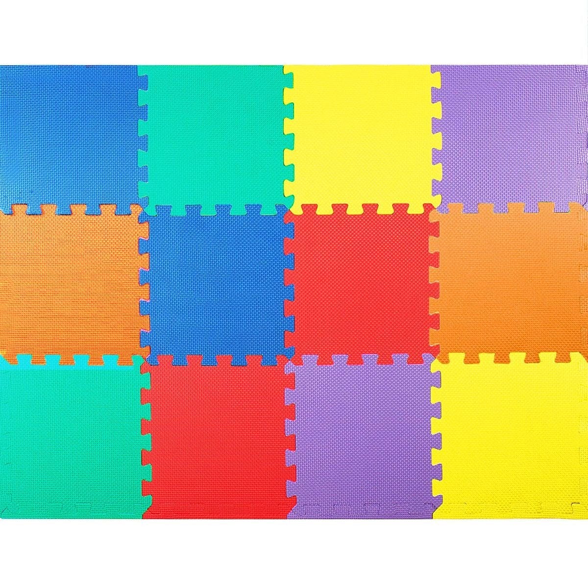 Tapis puzzle mousse pour enfant 12 pièces multicolores de 61 x